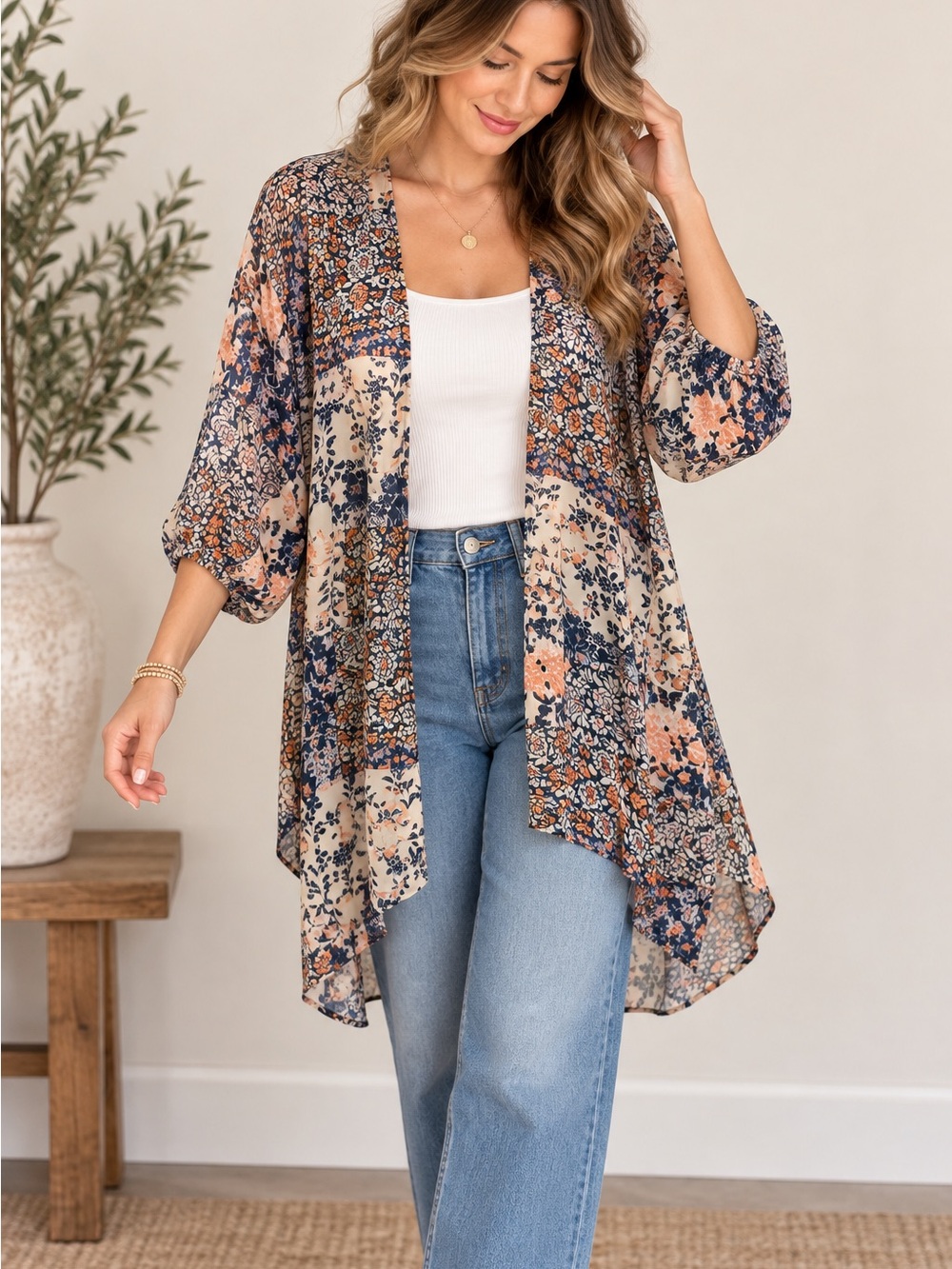 Liberty Love Floral Patchwork Kimono Cardigan Boho Size M